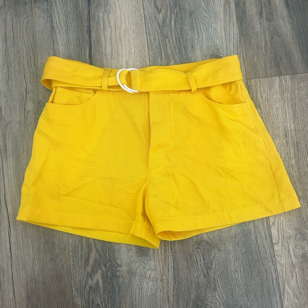 Sandro Paris retro yellow belted shorts size 36 small